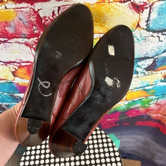 Vintage Naturalizer Stacked Heel Loafer Style Pump Size 7.5 Medium Leather - Picture 6 of 7